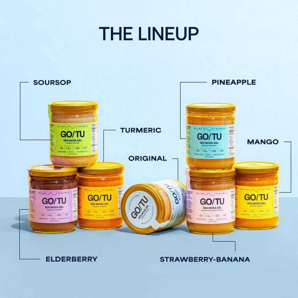 GO/TU Sea Moss Gel smoothie idea on glass for nutrient boost.