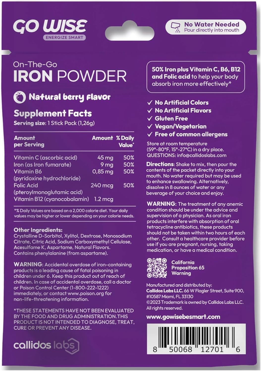 Go Wise Iron on-the-go packaging fits purse or bag.