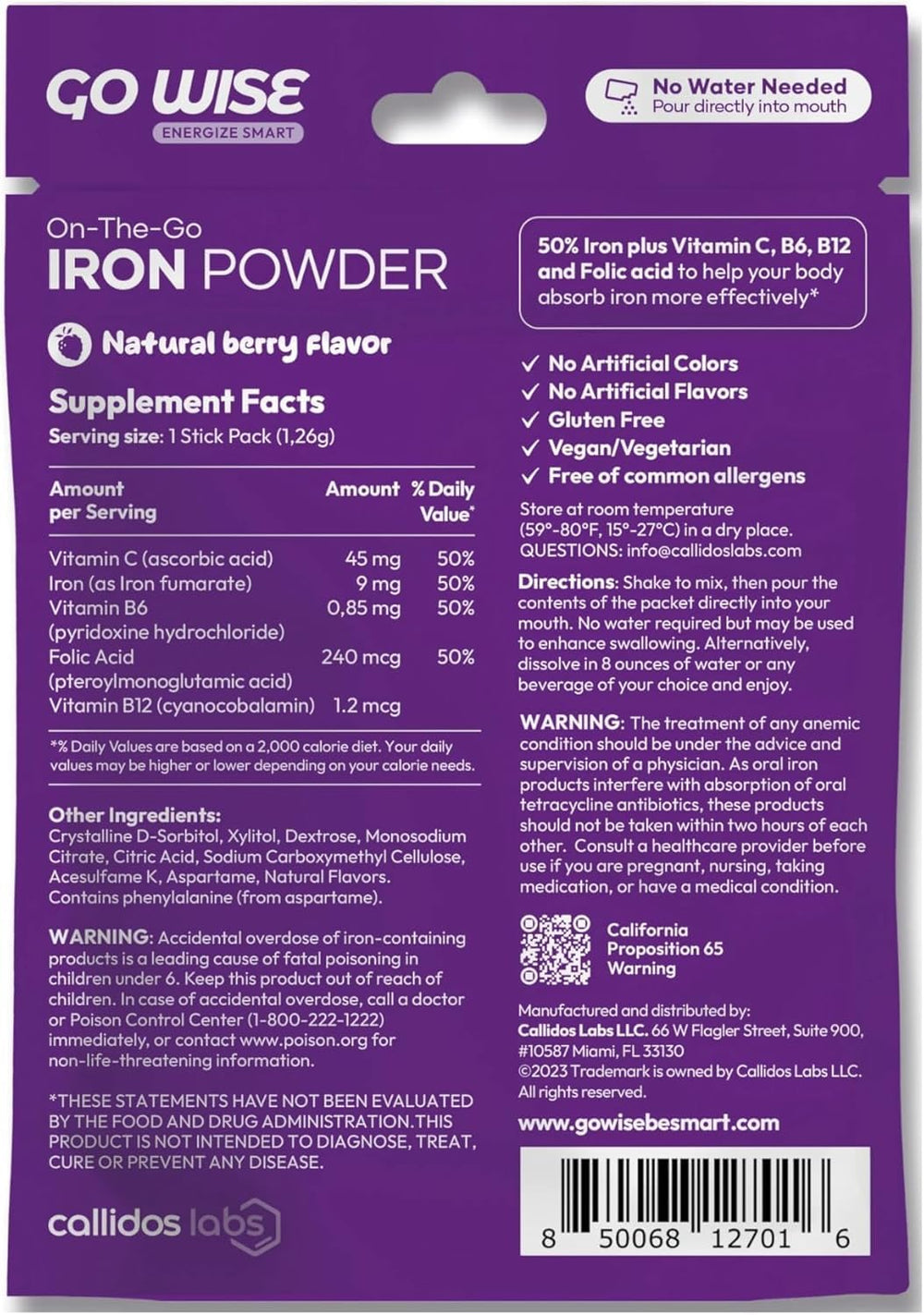 Go Wise Iron on-the-go packaging fits purse or bag.