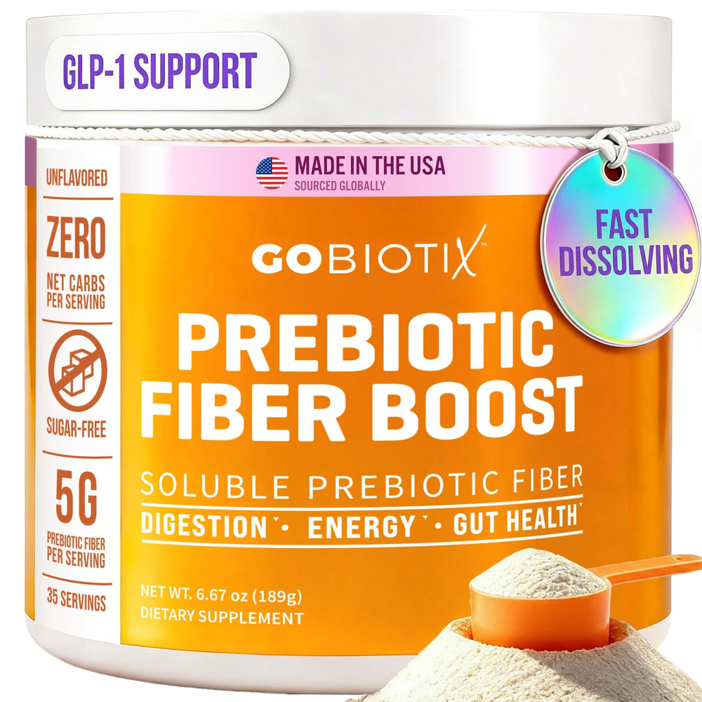 GOBIOTIX fiber supplement powder bottle for daily gut support
