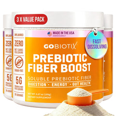 Gobiotix fiber supplement powder bottle promoting daily gut support.