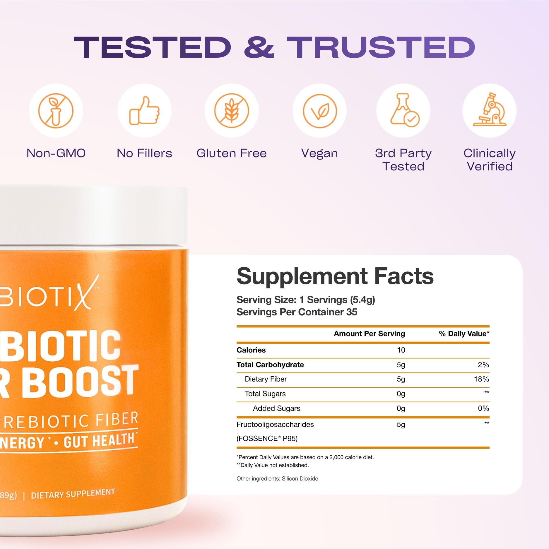 GoBiotix fiber powder uses organic sprouted ingredients for a clean, sugar-free supplement.