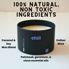 GO Candles Chill large candle tin, sleek design for modern workspace.