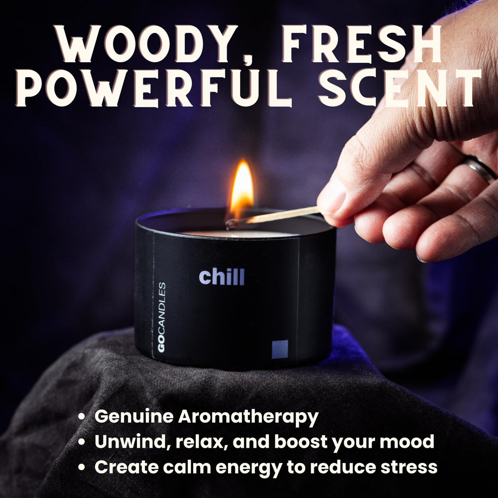 GO Candles Chill large candle wax pour, smooth burn for focused ambiance.