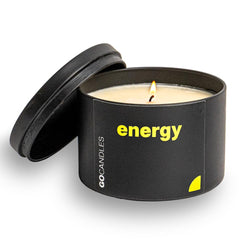 Go Candles Energy large candle in a sleek tin for an energizing room boost