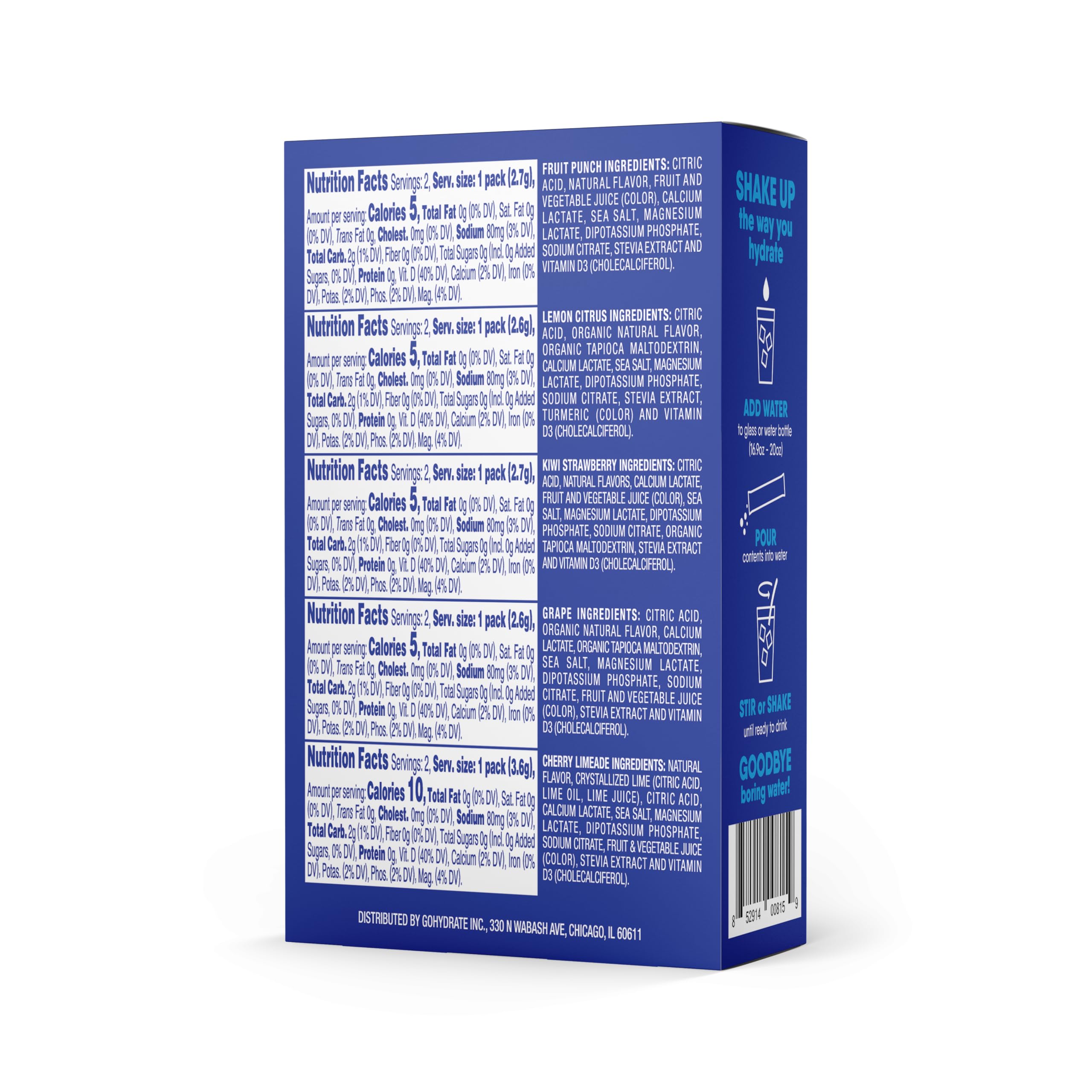 GoHydrate gluten-free electrolyte mix with clean ingredients for easy hydration.