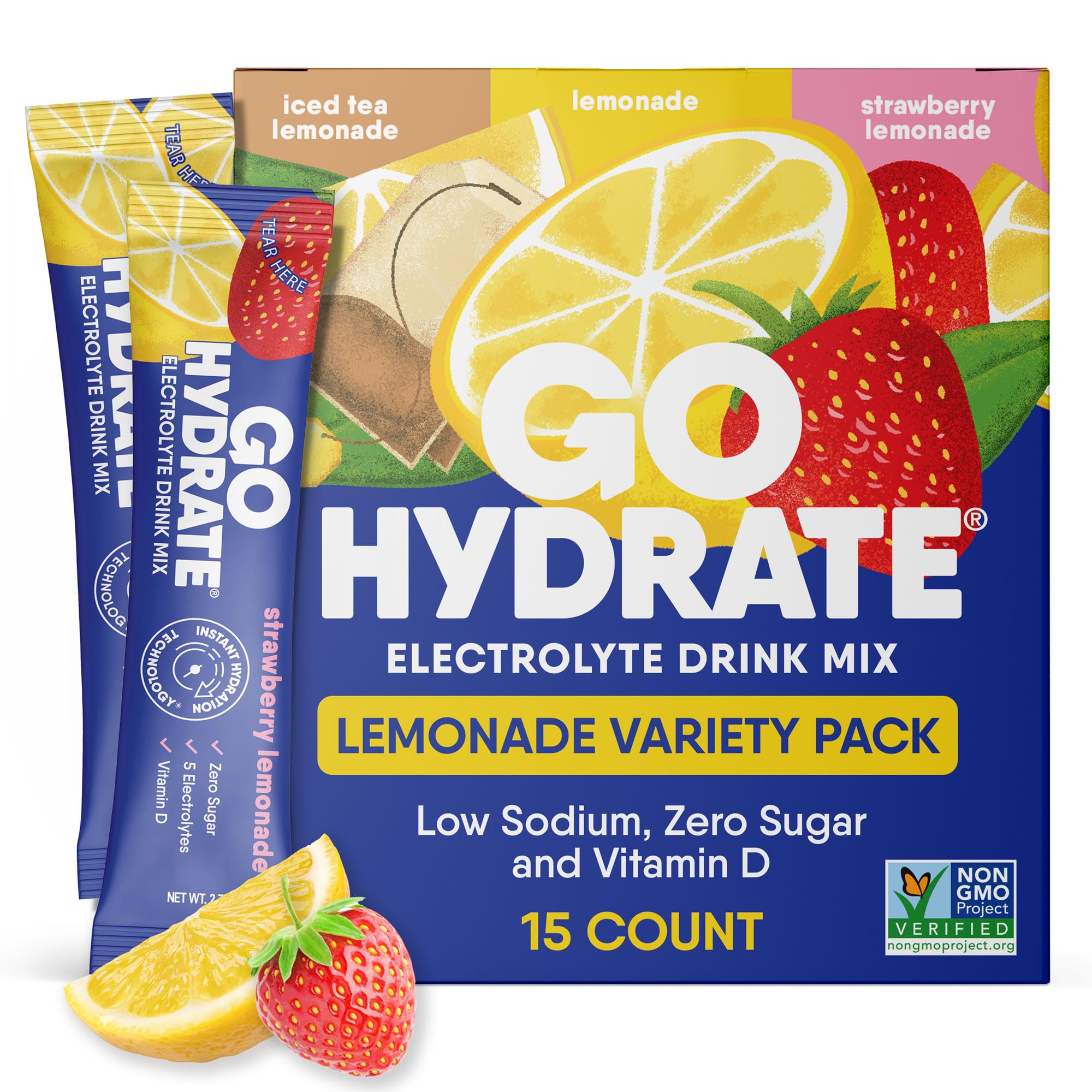 GoHydrate lemonade packet box ready for on-the-go hydration.