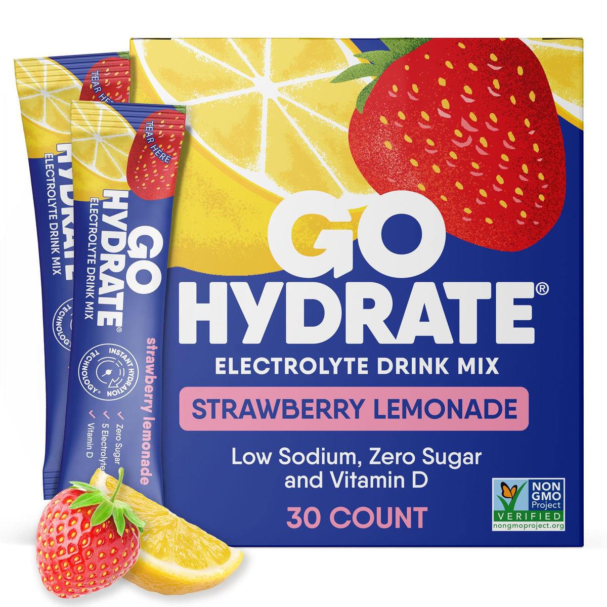 GoHydrate Strawberry Lemonade packet for sugar-free on-the-go hydration