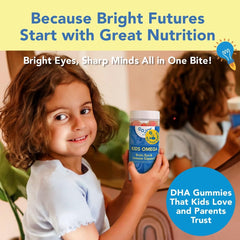GOJOY Naturals Kids Omega 3 Gummies bottle side view, sugar-free formula for families.