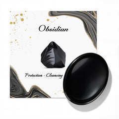 GolbalJew Obsidian thumb stone front view for anxiety relief and meditation