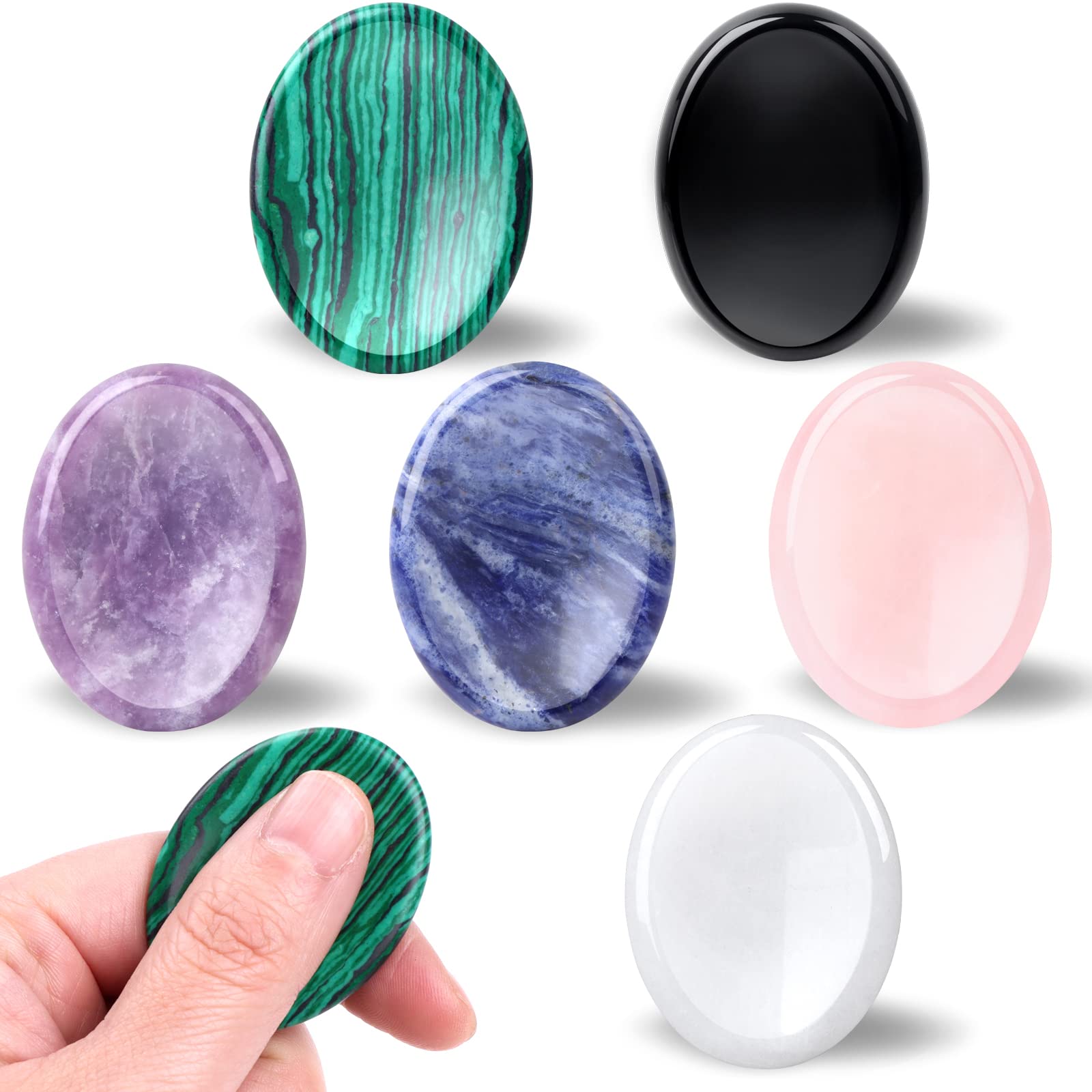 GolbalJew thumb worry stone amethyst for calming focus during meditation