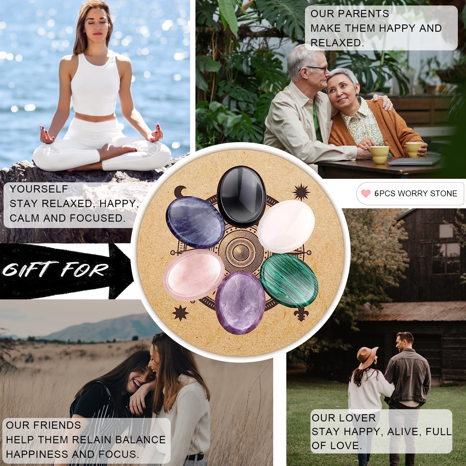 GolbalJew thumb worry stone clear quartz for steady attention and mindful breathing