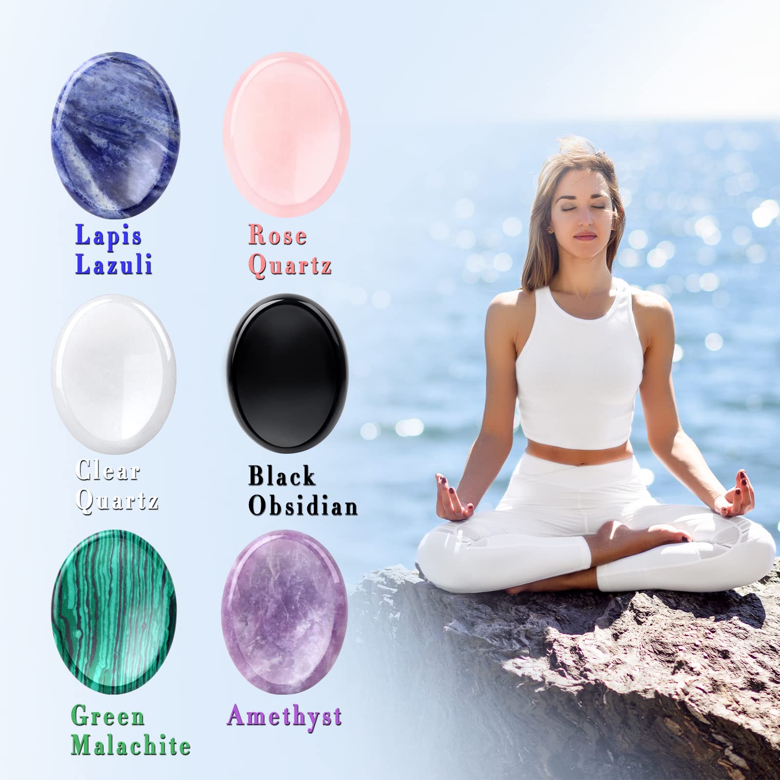 GolbalJew thumb worry stone malachite for reflection and positive mood shifts