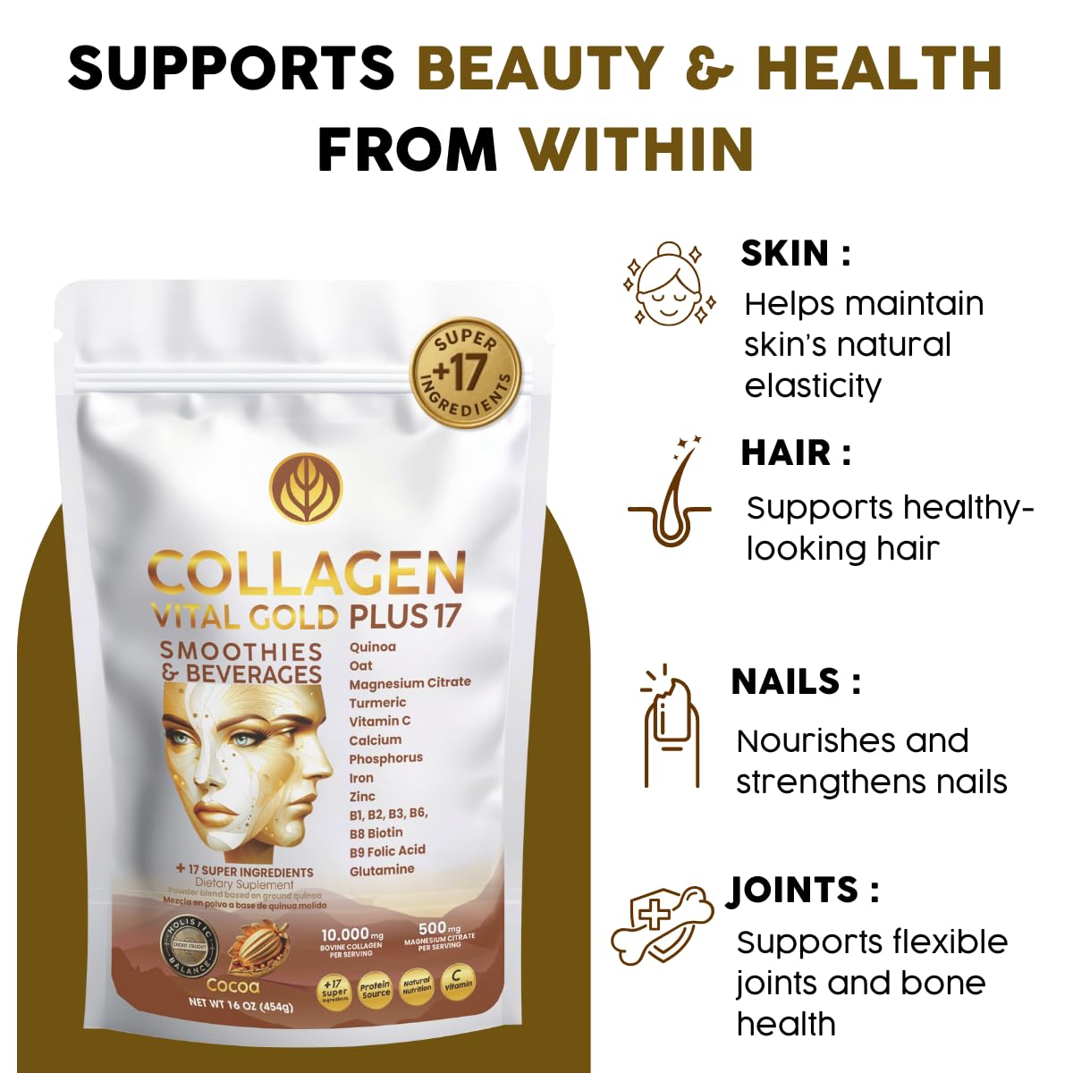 Gold Vital Life cocoa flavor tub inviting a daily ritual