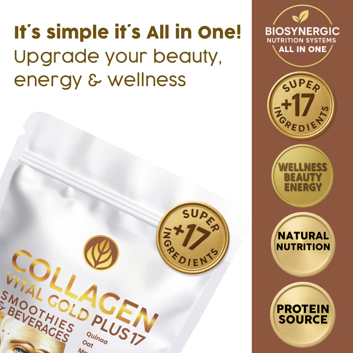 Gold Vital Life collagen powder dissolving smoothly in water