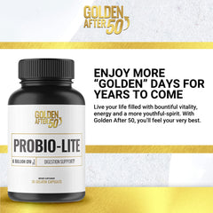 Golden After 50 Probio-Lite capsules pack showing daily digestive support.