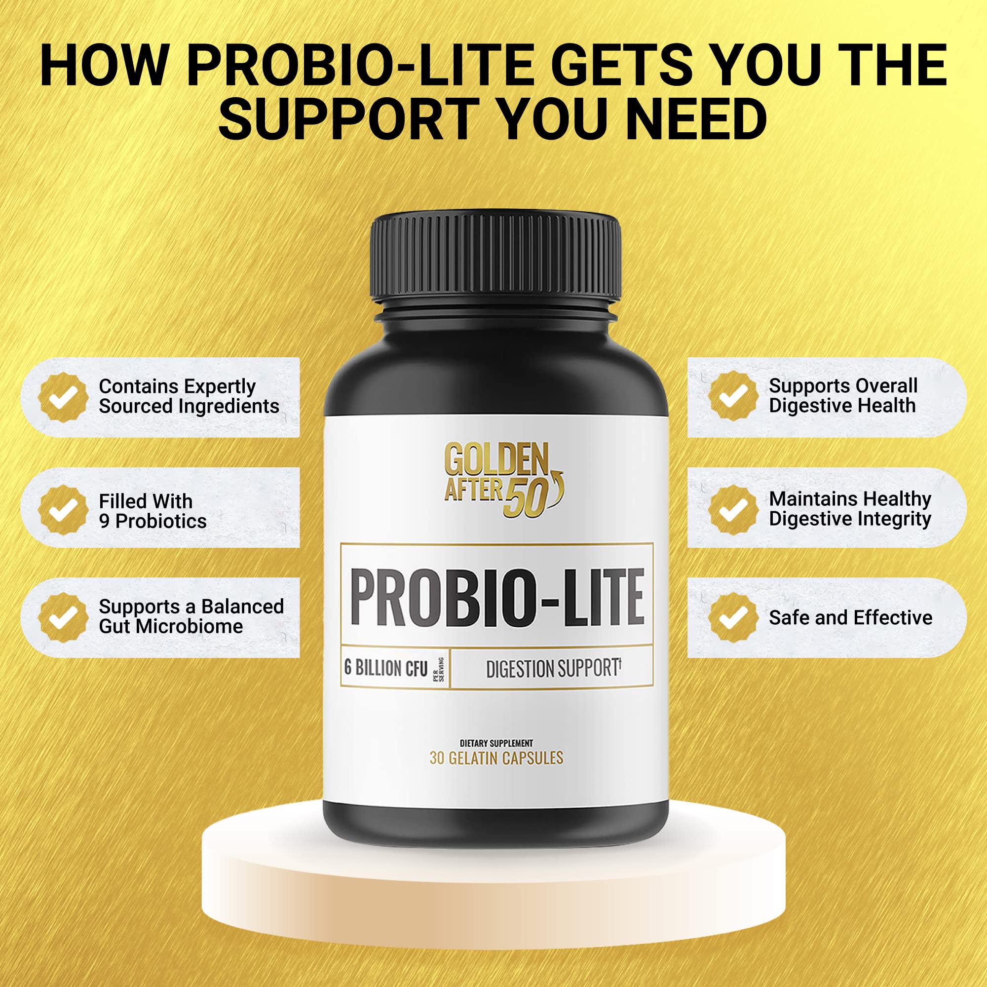 Golden After 50 Probio-Lite gut health scene illustrating everyday digestion.