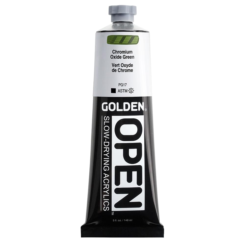 GOLDEN OPEN Chromium Oxide Green 5oz tube showing durable, opaque pigment