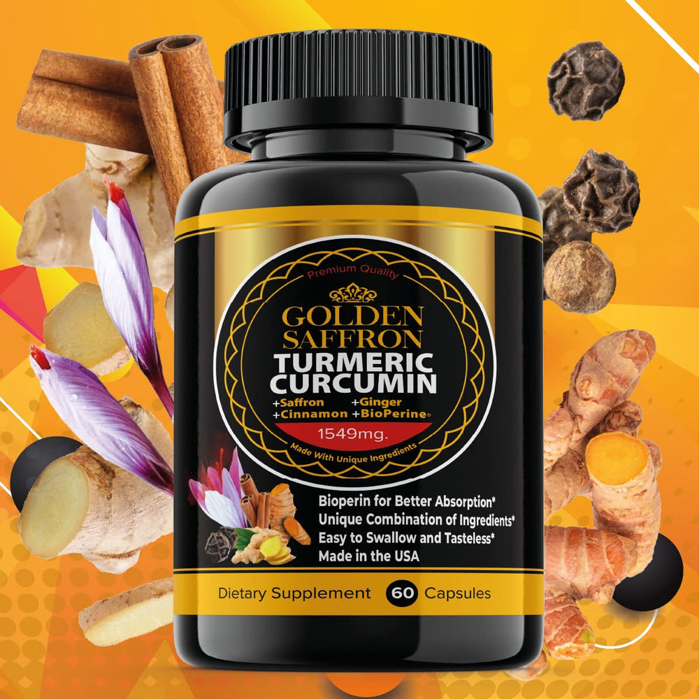 GOLDEN SAFFRON ginger root signals natural ingredient goodness.