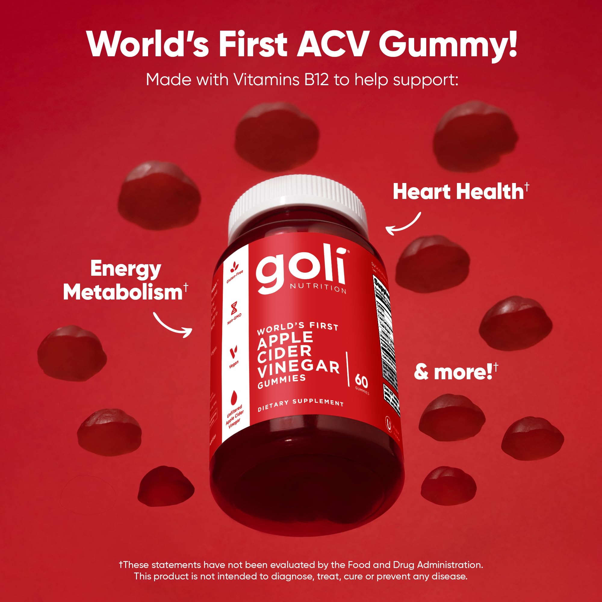 Goli Apple Cider Vinegar Gummies pack front highlights vegan, gluten-free formula