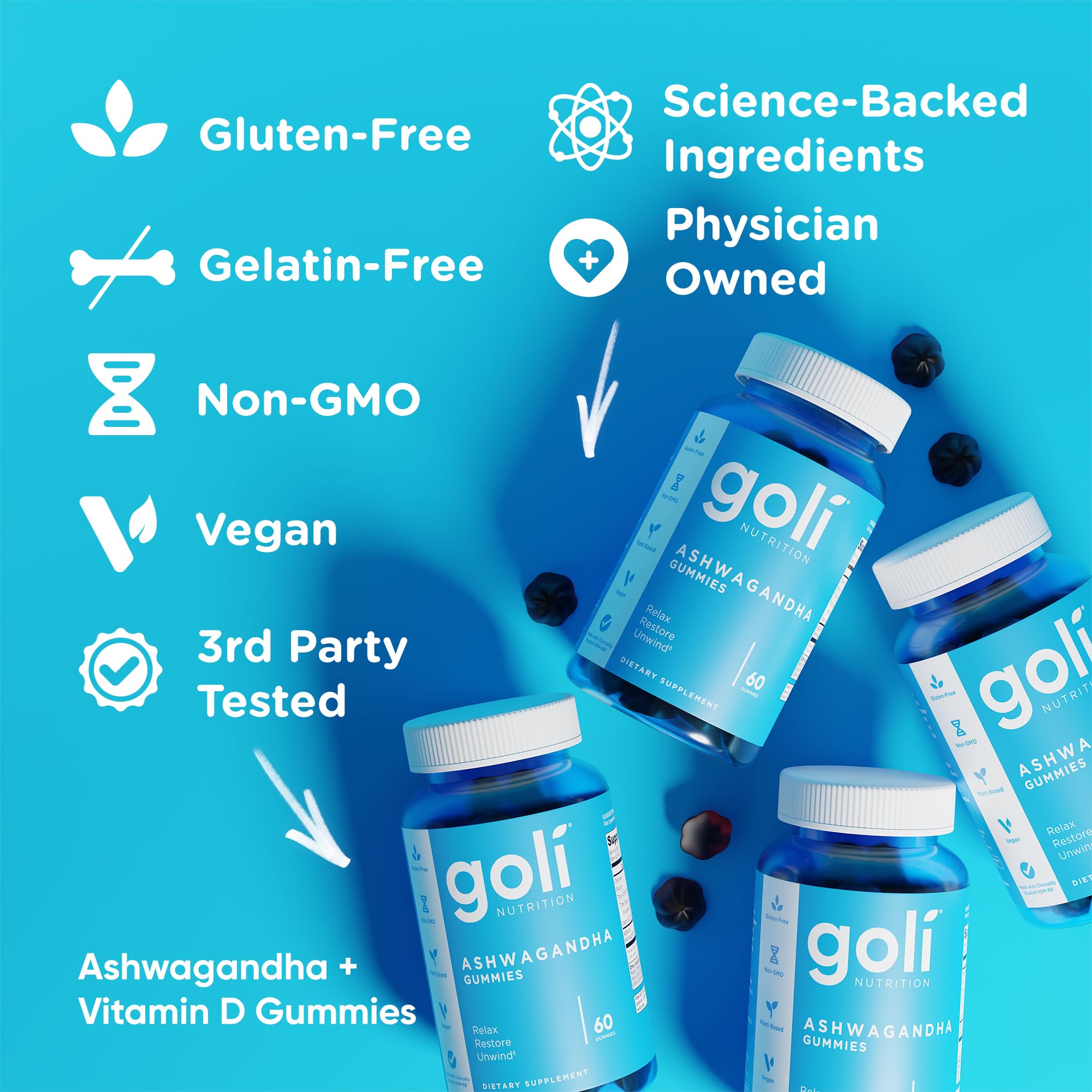 Goli Ashwagandha gummies on desk illustrate easy daily routine.