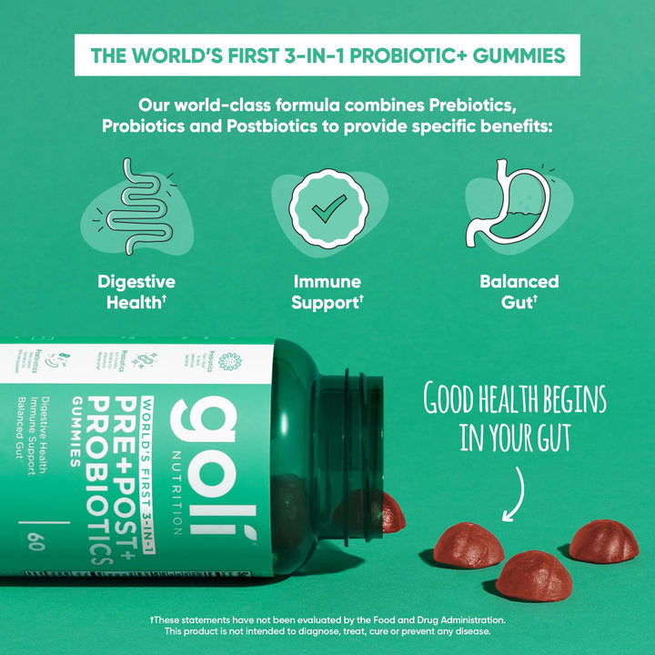 Goli gummy label emphasizes vegan, non-GMO, gluten-free certifications at a glance.