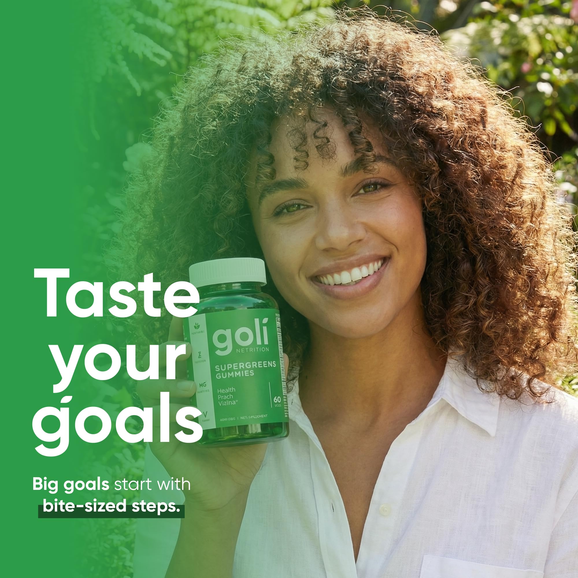 Goli Supergreens bottle with probiotic Bacillus subtilis for gut balance