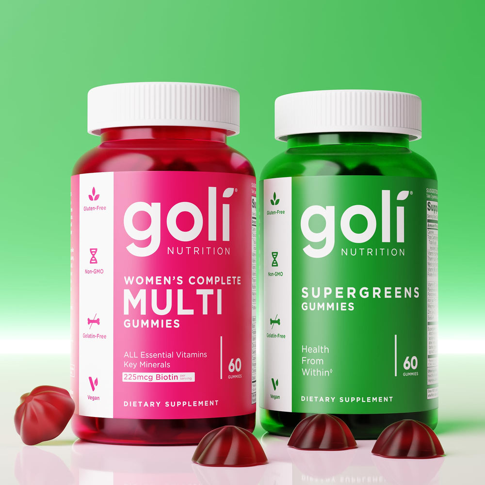 Goli Supergreens gummies with barley grass for mineral-rich greens.