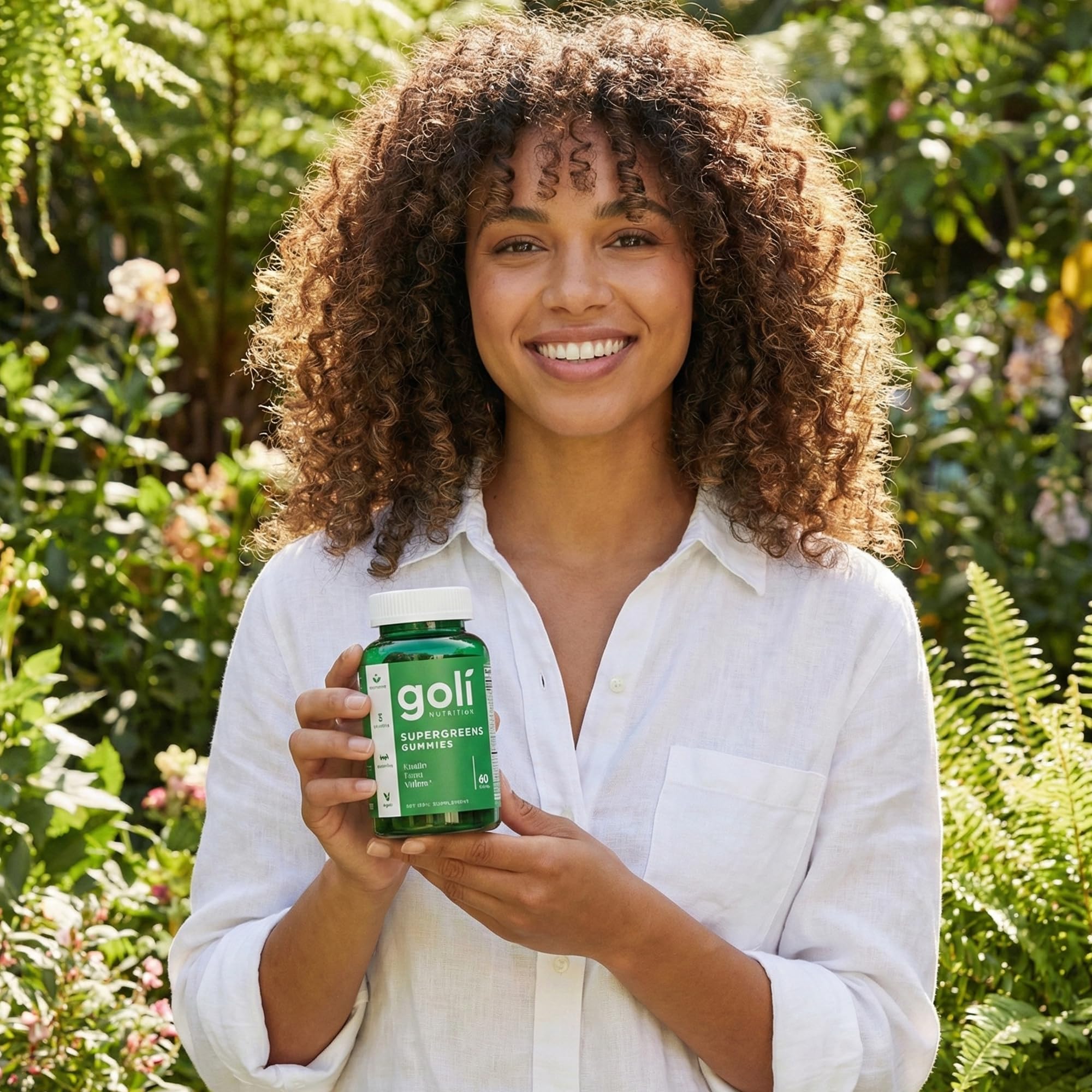 Goli Supergreens gummies with chlorella for a greens routine.