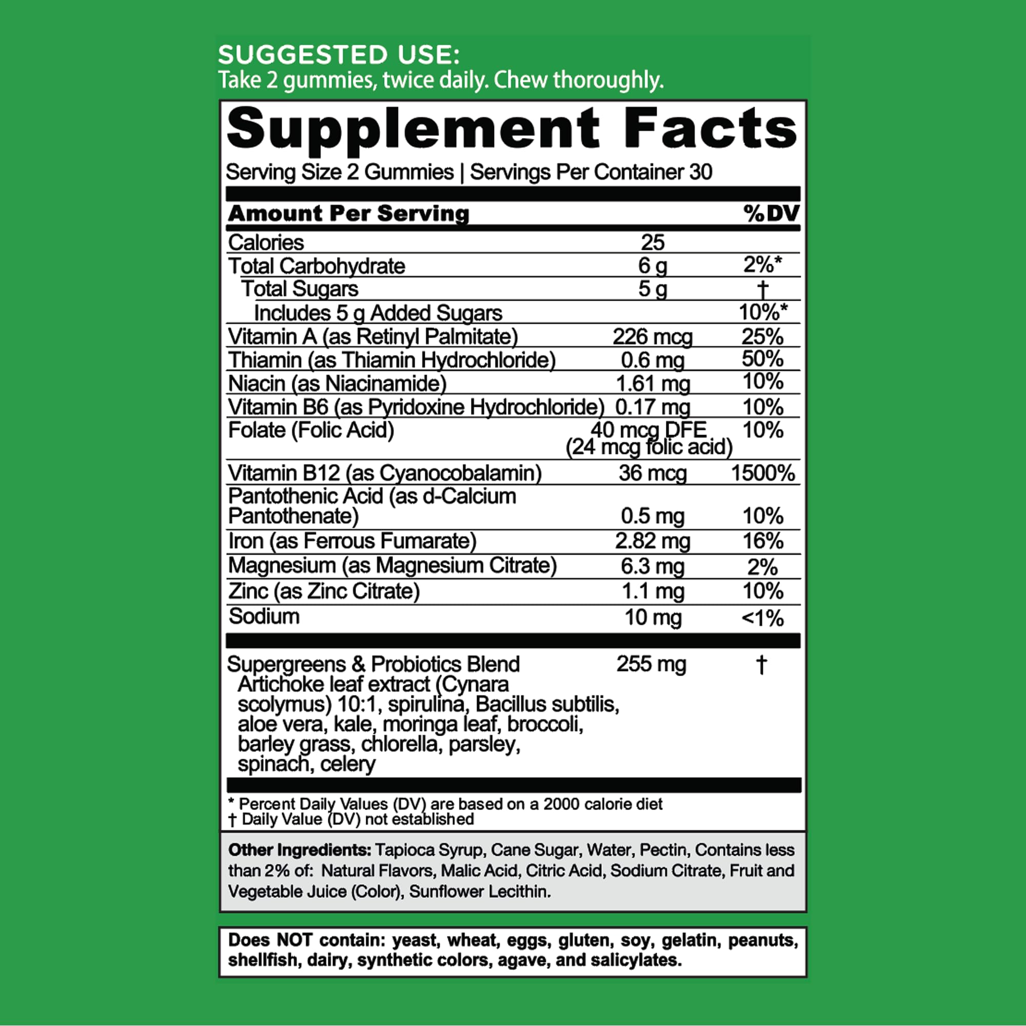 Goli Supergreens gummies with moringa leaf for additional greens boost.