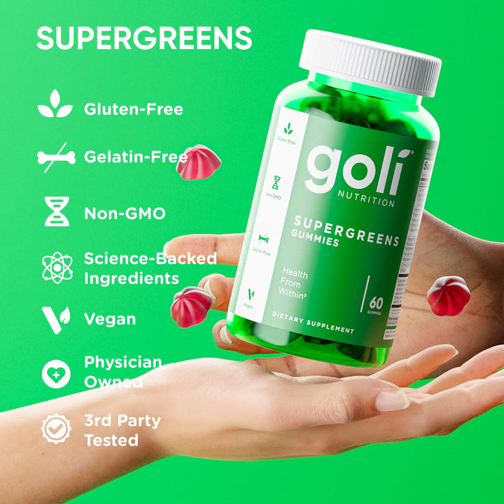Lifestyle scene with Goli gummies and fresh fruit