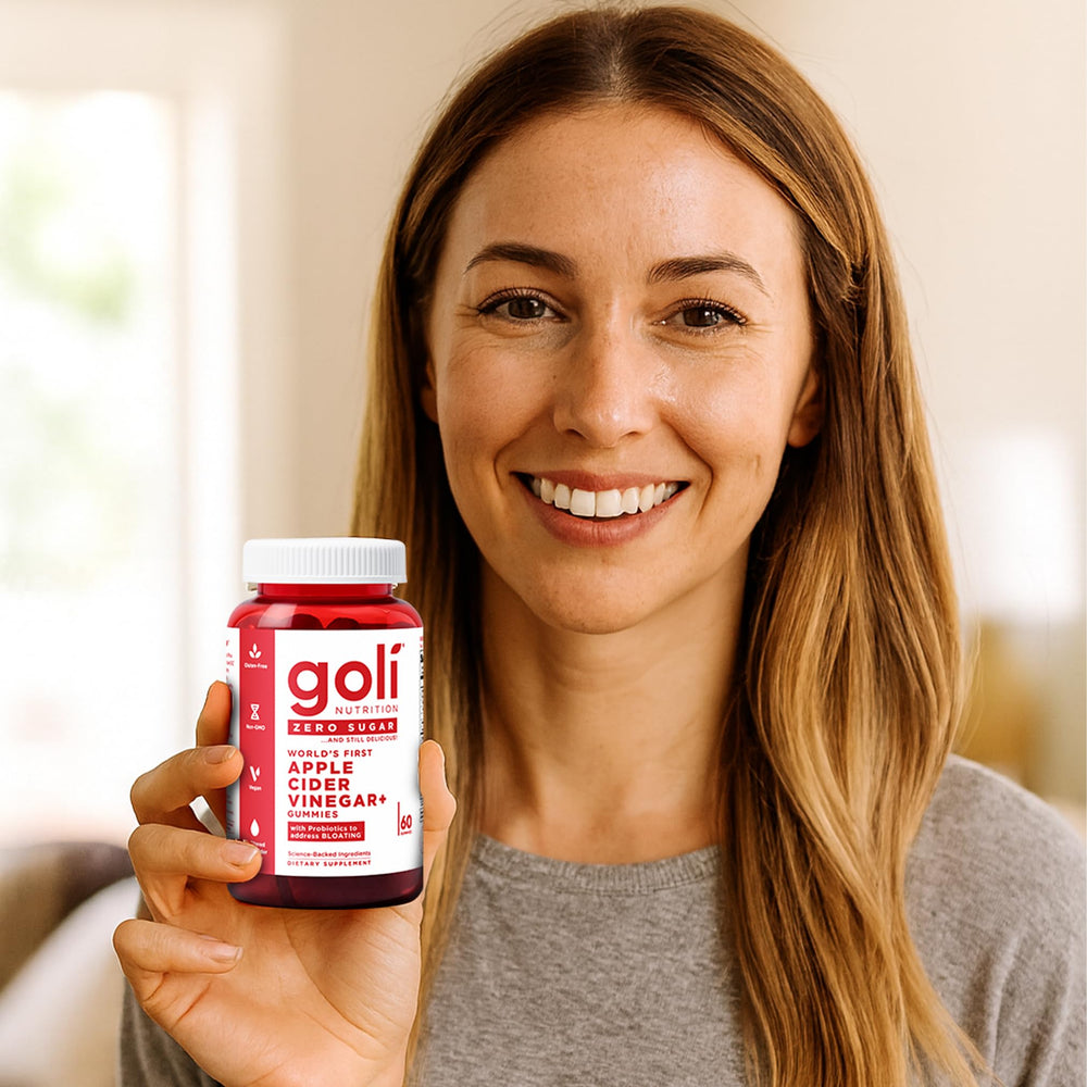 Goli Zero Sugar ACV Gummies gluten-free seal communicates dietary compatibility.