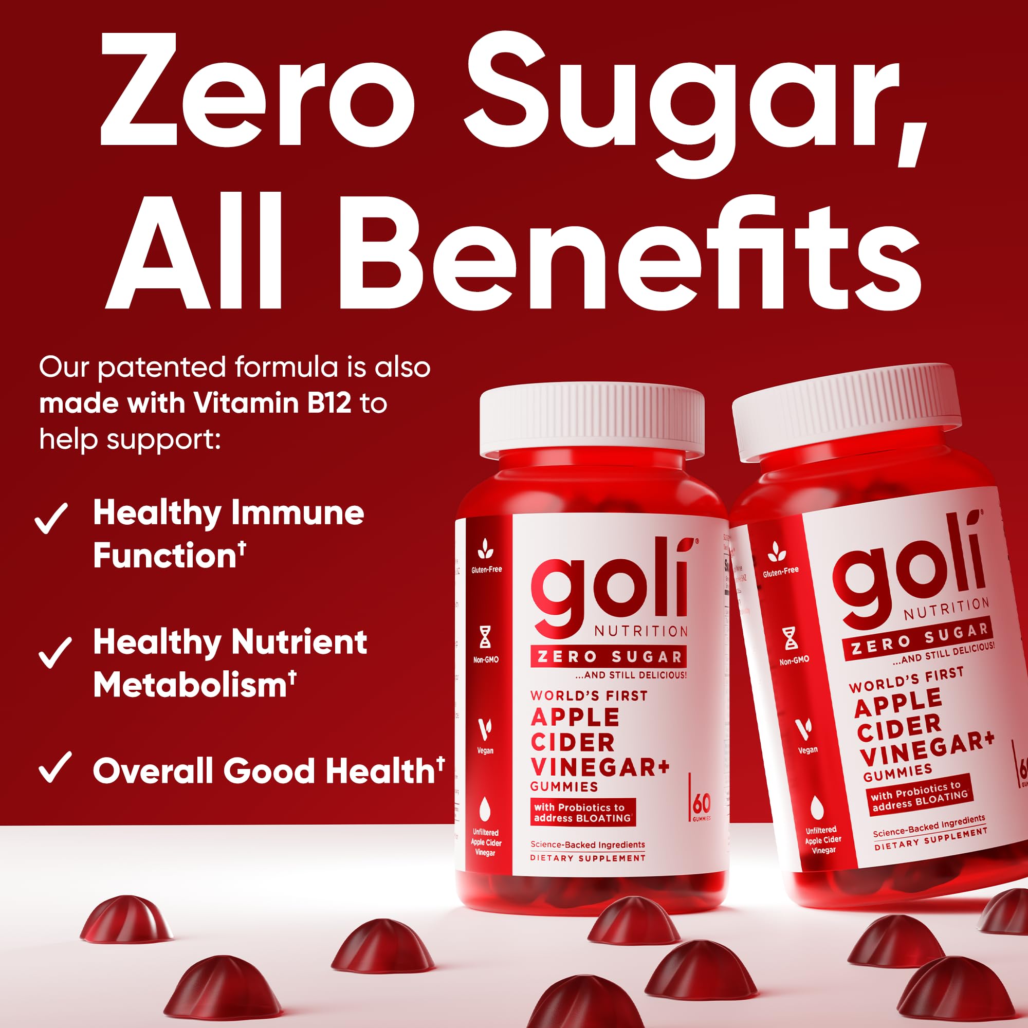 Goli Zero Sugar ACV Gummies marketed as keto-friendly daily supplement.