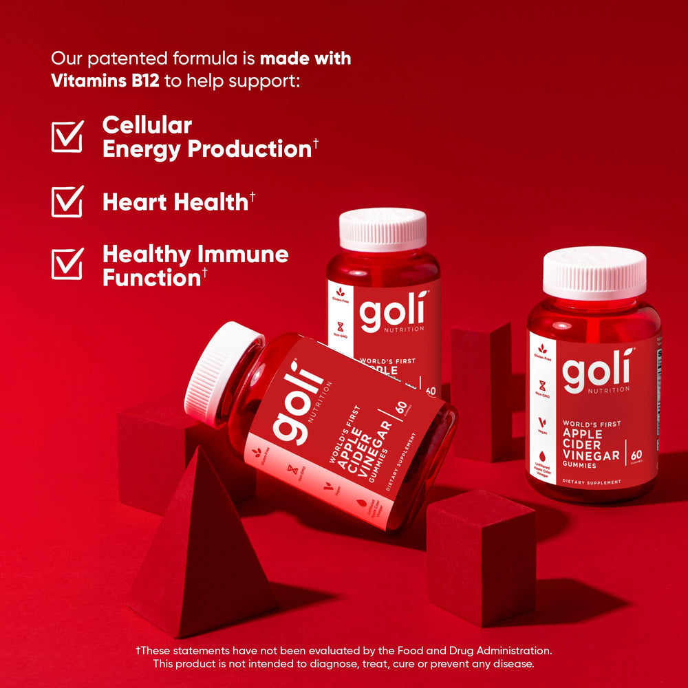 Goli ACV Gummies with Vitamin B12 for energy metabolism support.