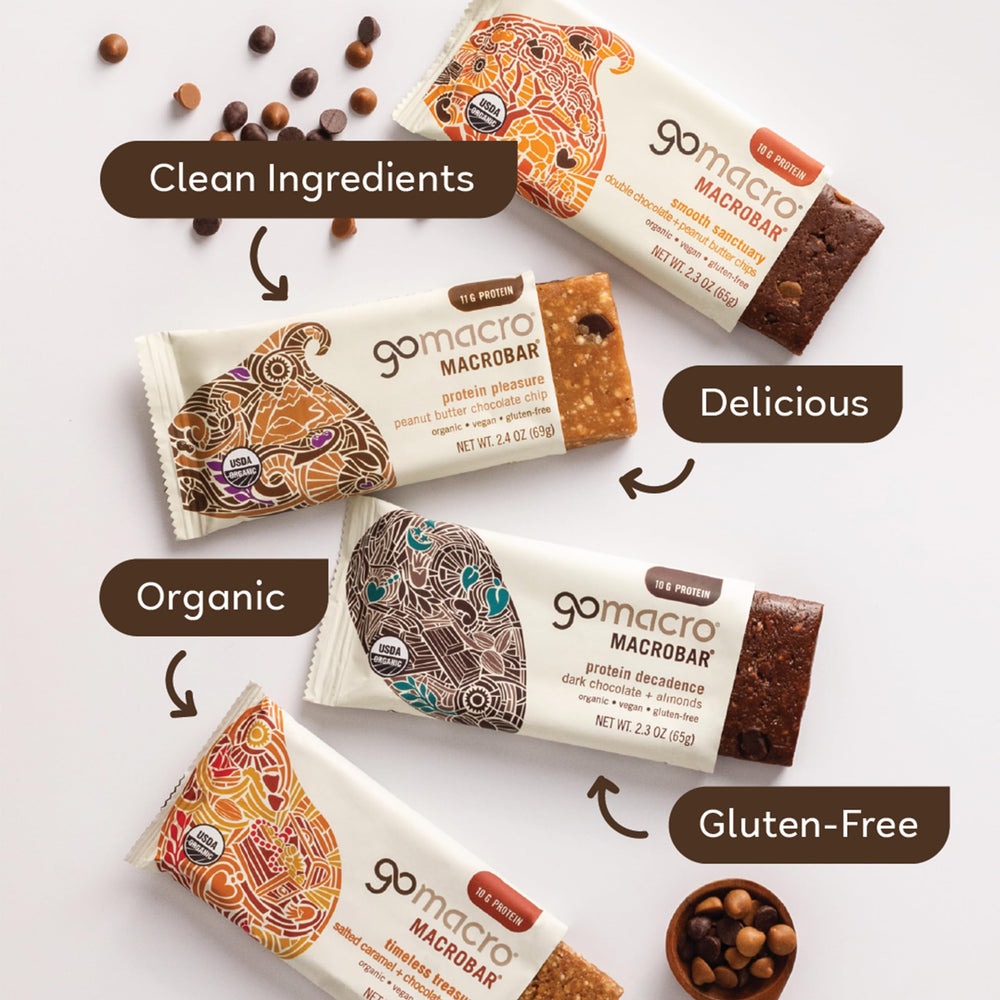 GoMacro MacroBar Coconut + Almond Butter + Chocolate Chips for clean energy