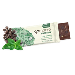 GoMacro MacroBar Mint Chocolate Chip ingredients highlight cashew butter and peppermint.