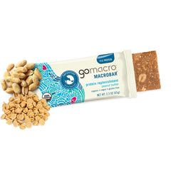 GoMacro MacroBar Peanut Butter ingredients close-up with nuts and chips