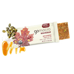 GoMacro Maple Sea Salt MacroBar on-the-go shot conveys nut-free, gluten-free nourishment