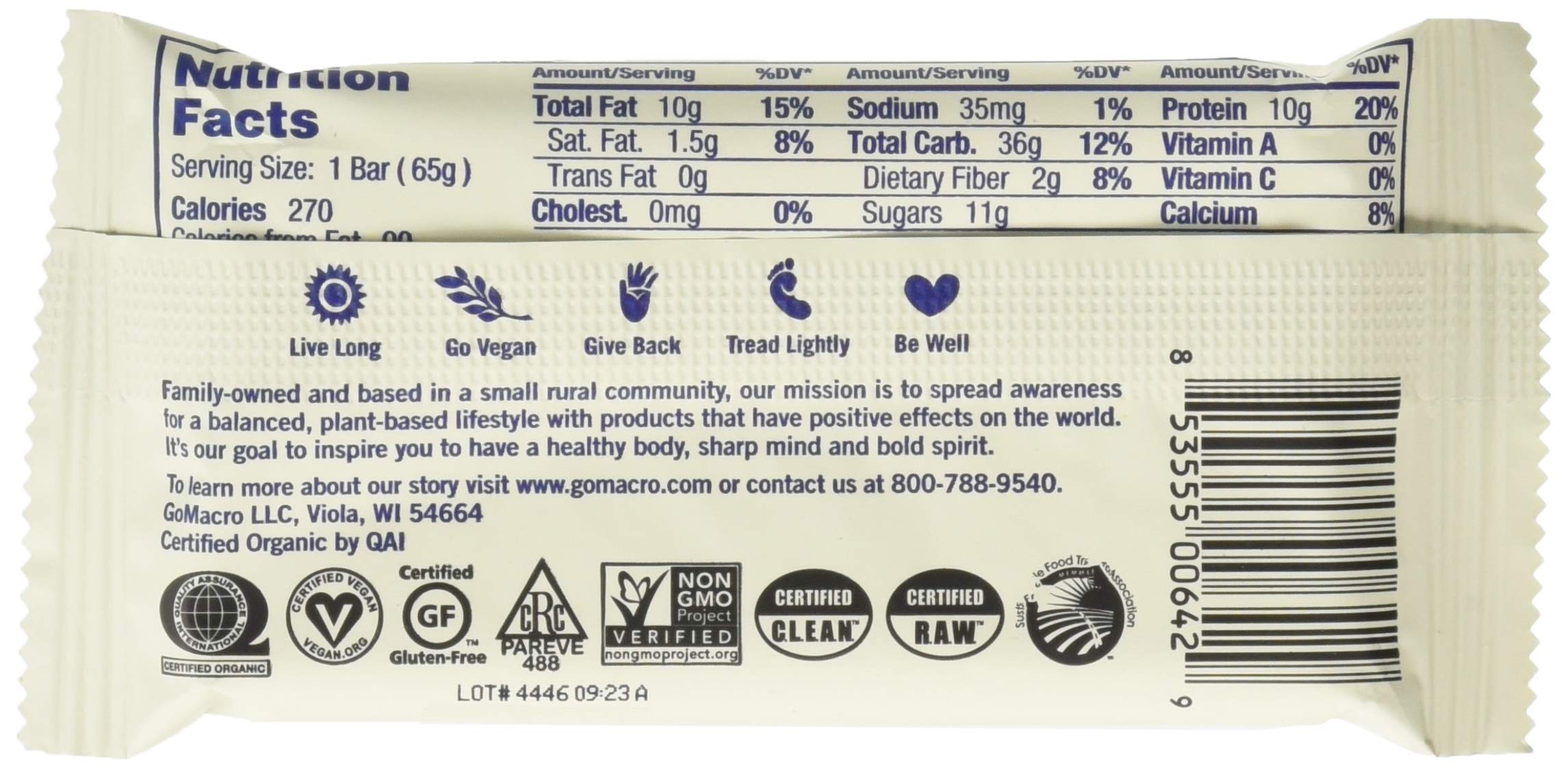 GoMacro blueberry cashew butter bar close-up reveals creamy texture and richness.