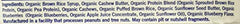 GoMacro organic blueberry cashew bar nutrition panel highlights ingredients.