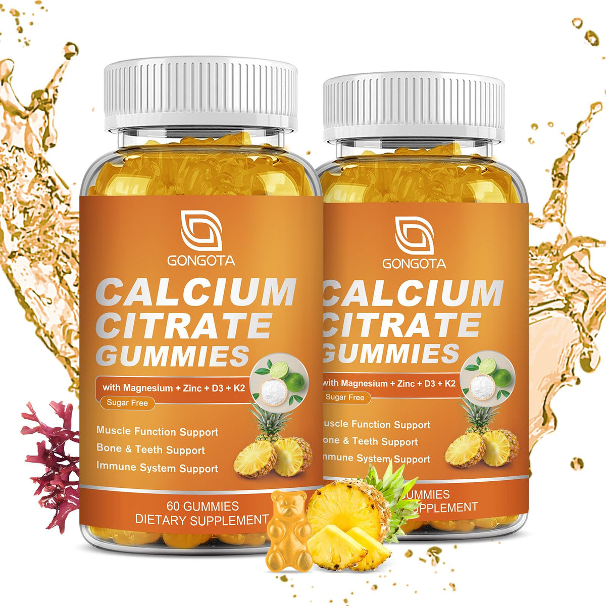 GONGOTA calcium citrate gummies jar for daily bone support