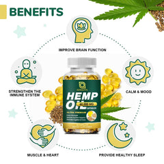 GONGOTA hemp oil capsules label shows omega-rich profile for daily supplementation.