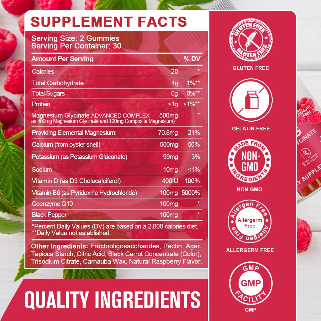GONGOTA Magnesium Glycinate Gummies packaging design showcasing product details