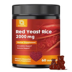 GONGOTA red yeast rice bottle with gummies for cholesterol-friendly support.