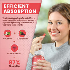 GONGOTA Soursop Gummies elderberry-sea-moss visual featuring natural ingredients and color.