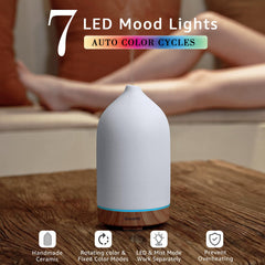 Gooamp ceramic diffuser with wood grain base adds rustic charm to living spaces