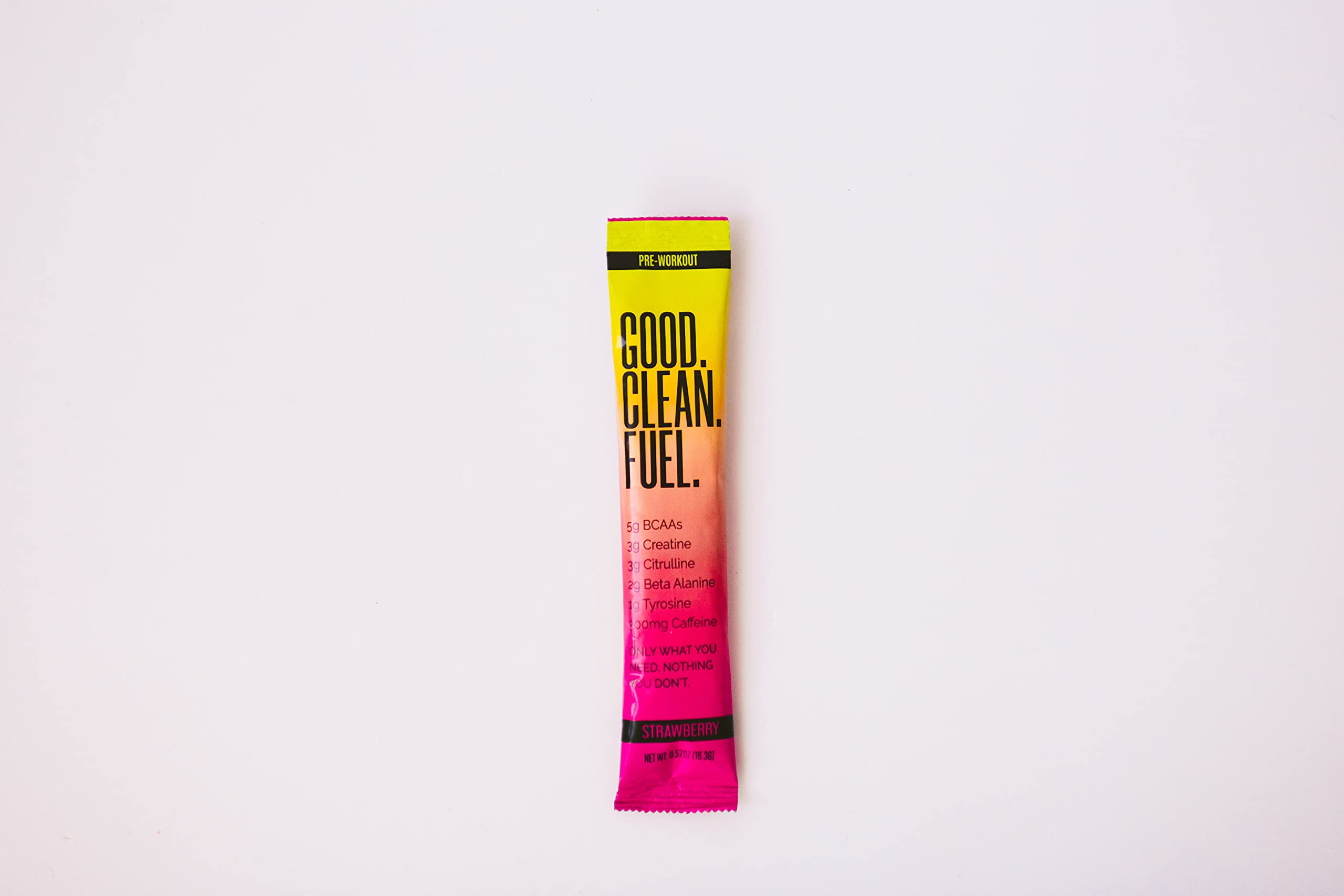 Close-up of Good Clean Fuel bottle with clean label and no artificial sweeteners