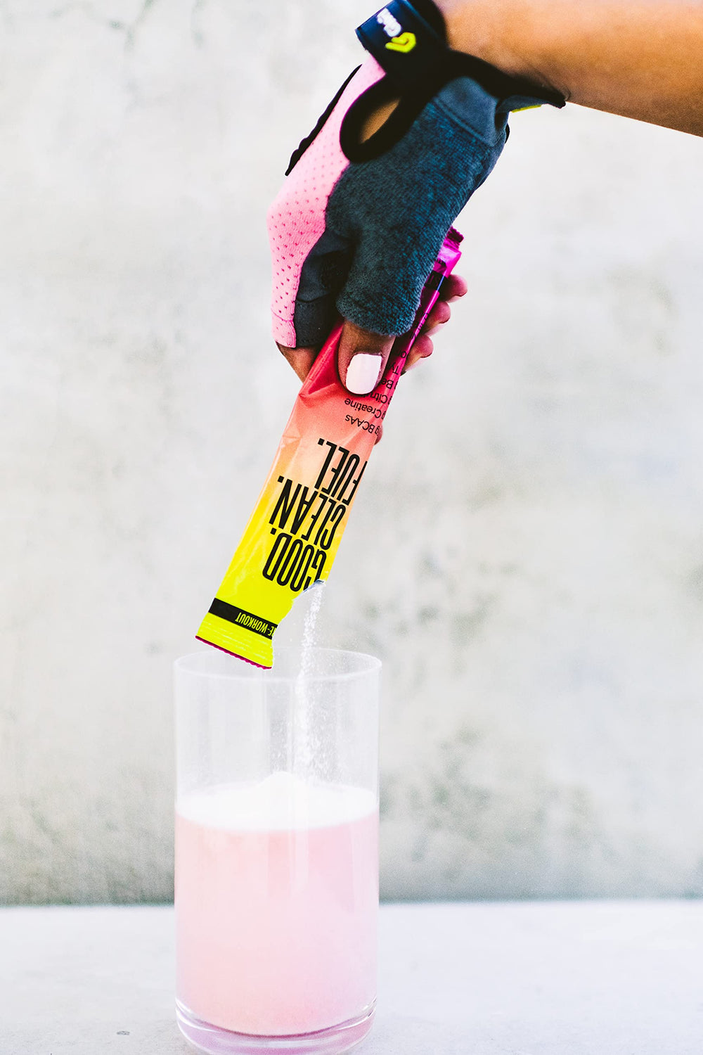 Tasting strawberry flavor with Good Clean Fuel for alert focus during training