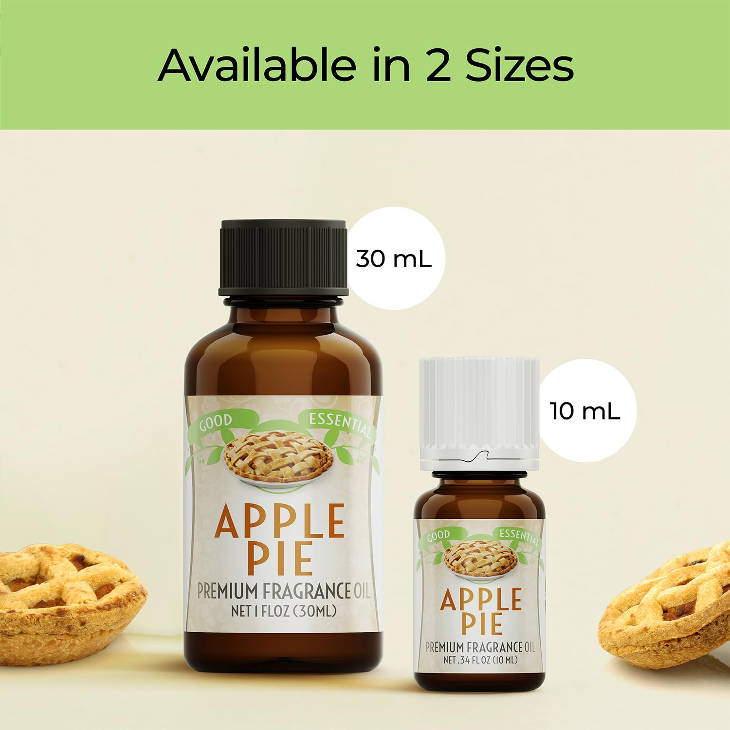 Good Essential Apple Pie fragrance oil bottled in the USA ensuring quality control.