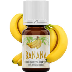 Good Essential Banana Fragrance Oil shown in diffuser for tropical ambiance.